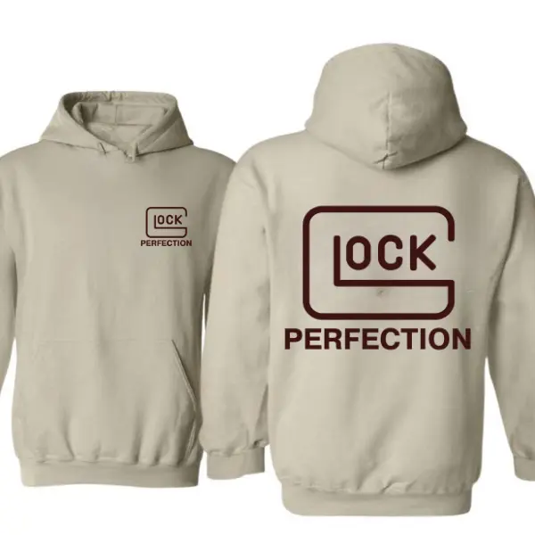 Unisex Glock Perfection 2-Sided Graphic Hoodie Tops, 100% Cotton-Spandex Stretchy Fabric, Stylish Casual Soft Classic Prints, Pullover Sweatshirts for Men/Women (No Hood Option Available), Menswear, Long Sleeve