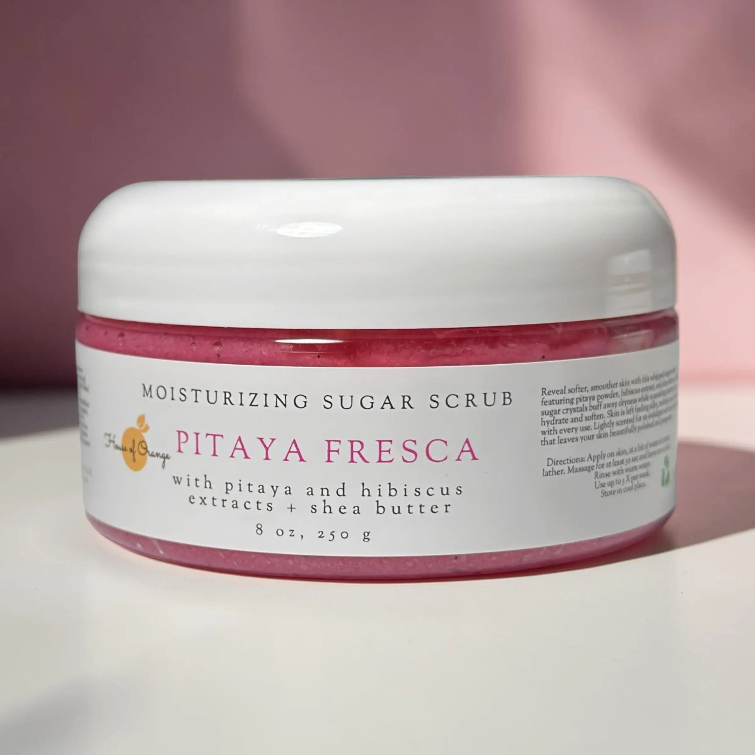 Tropical Body Scrub/with Pitaya, Hibiscus, Shea Butter + Coconut Oil / Exfoliating Sugar Scrub for Smooth, Bright, Soft Skin