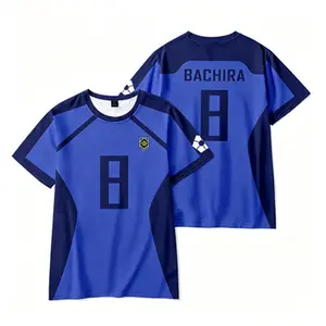 Summer men's crew neck short-sleeve jersey, BLUE LOCK anime printed sports short-sleeve T-shirt, casual sports top Athletic Tee Athletic Fitness Clothes