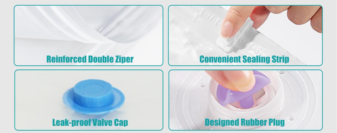 Vacuum Storage Bags 6-Pack Space-Saving Clothing Compression Bags Blue & White Nylon 2 Medium 2 Large 1 Extra-Large with Electric Pump Heavy-Duty Double-Zip Triple Seal Valve Organiser for Wardrobes Closets Garages Basements blade stand door hangers