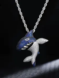 ICED CHICS Hip-hop Deep Sea Shark Pendant, cute little shark, copper inlaid zircon material, street style, birthday gift, suitable for both men and women.