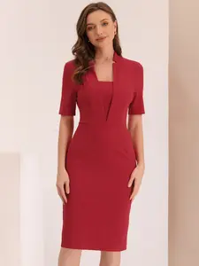INSPIRE CHIC Formal Pencil Dress Women's Short Sleeve Work Office Bodycon Sheath Dresses