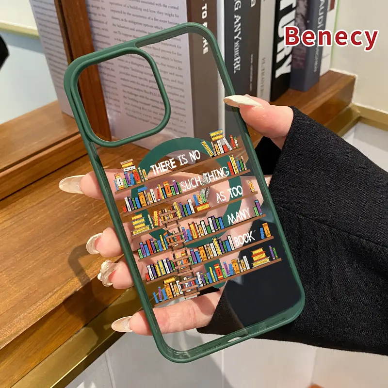 Library Ladder Dream Pattern Magnetic Phone Case for iPhone 17 Pro Max 16 Plus 15 14 13 12 11 Air E Non-Yellowing Clear Crystal Drop-proof Slim Silicone Shockproof Transparent Acrylic Cover Supports Wireless Charging