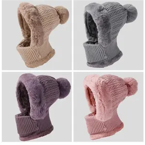 Women's Ribbed Knit Winter Balaclava - Warm Full-Face Mask with Ear Flaps & Neck Gaiter, Cold Weather Protective Gear for Motorcycle & Outdoor Activities