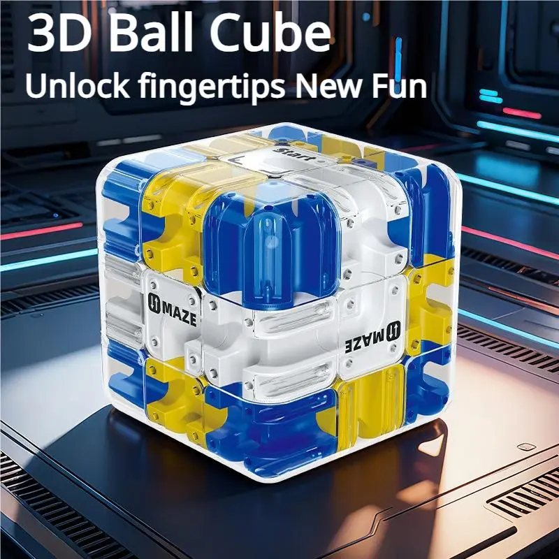 3D Ball Cube Maze Puzzle - Fingertip Unlocking Logic Training Toy, Educational Tool for Kids, Stress Relief Magic Cube Game, Parent-Child Activity Toy, No