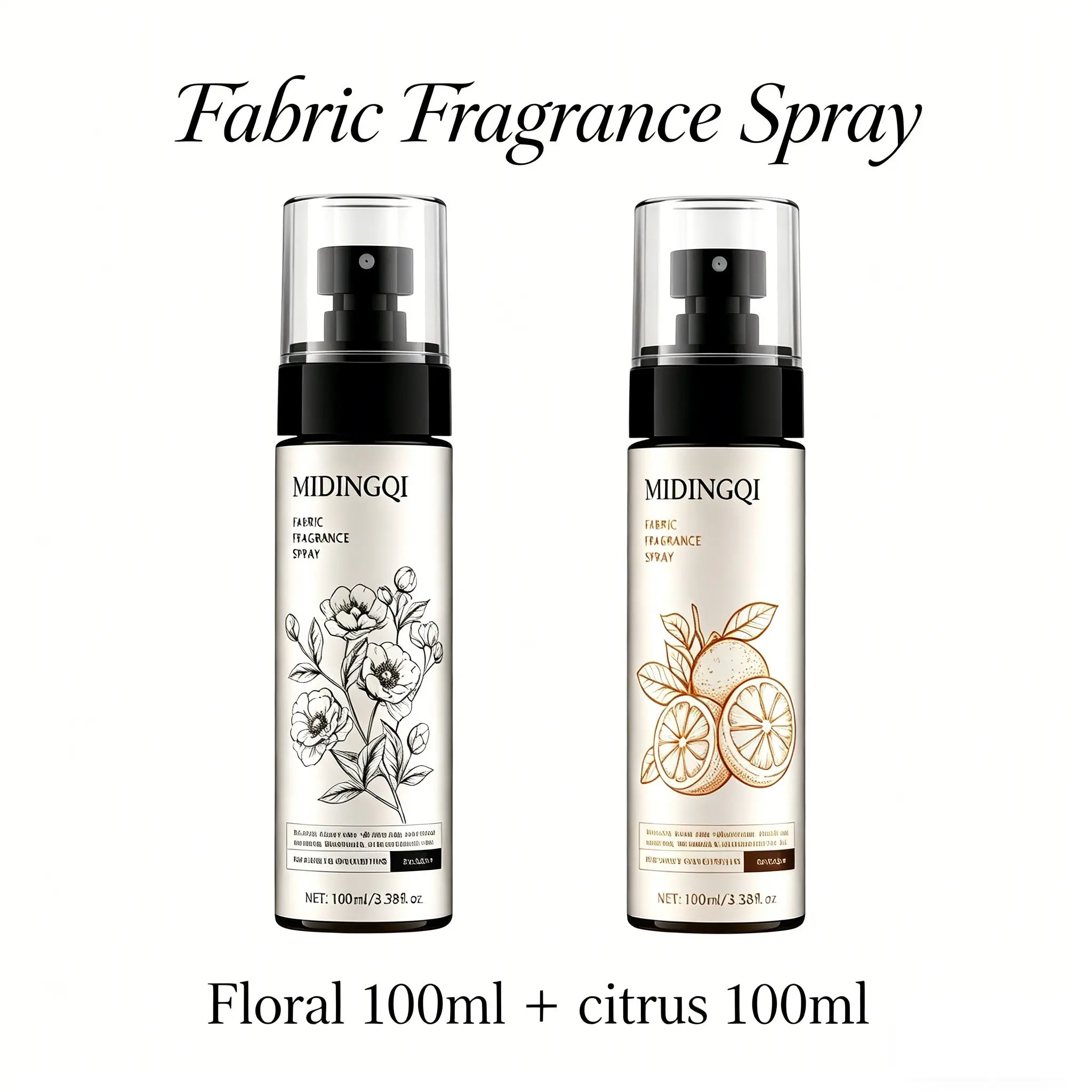 2-Pack 100ML Clothing Freshener Spray, Scented, Odor Eliminator, Antibacterial & Mite Killer, Long-Lasting Fragrance, Aromatic Citrusy Scent, Refreshing Light Perfume, Aromatic Scents