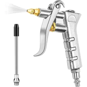 Adjustable Brass Air Nozzle Blow Gun, Heavy-Duty Industrial Air Gun Blower with Steel Extension, Professional Dust Cleaning Tool for Air Compressor Attachments