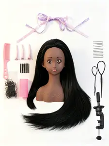 All-In-One Mannequin Head Kit, 26" Mannequin Head with Free Stand, Heat Resistant for Braiding, Cutting, Curling, Salon Practice