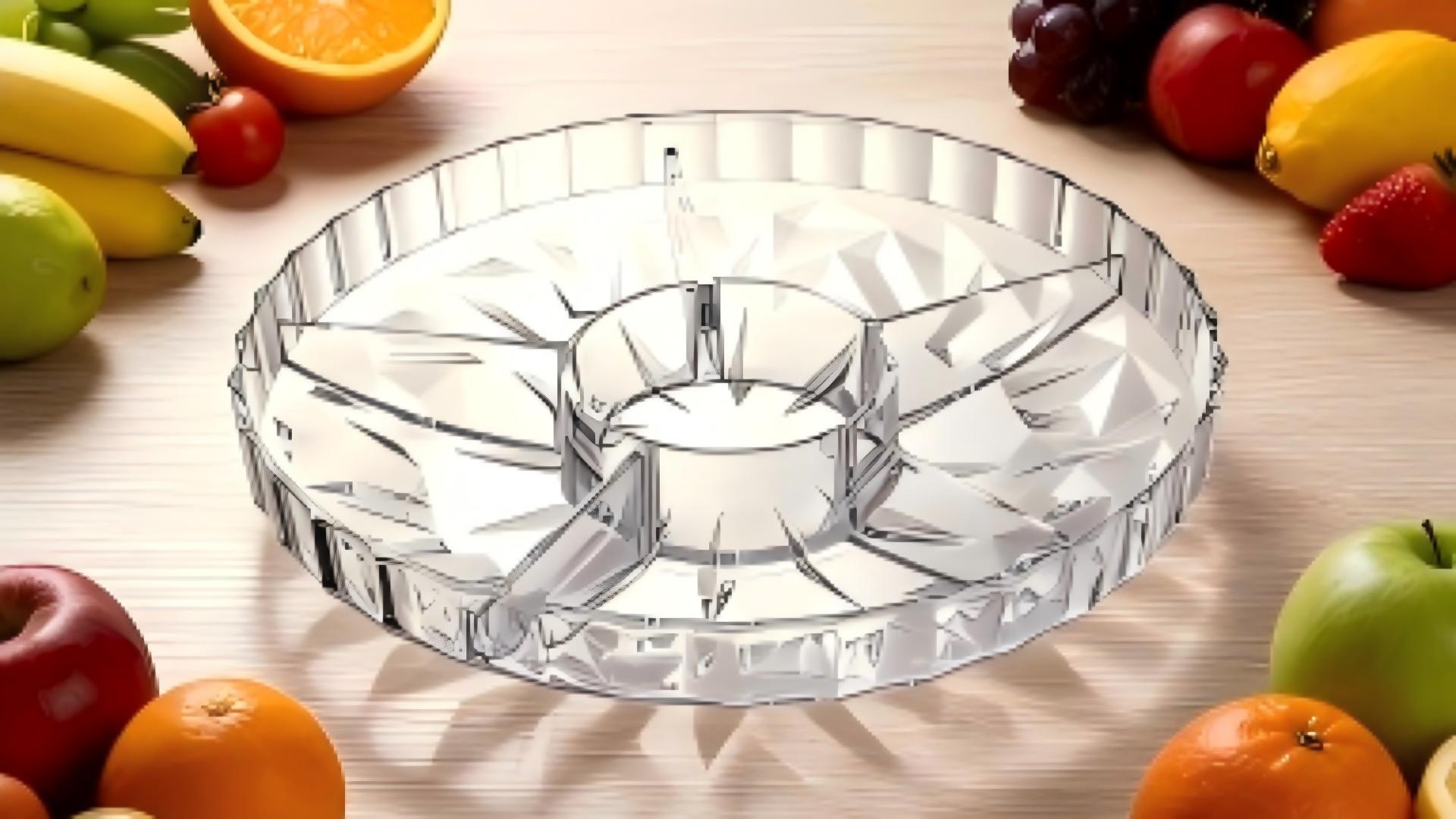Snack Serving Tray, 12" Appetizer Tray with Lid, 6 Compartments Round Plastic Food Storage Organizer for Dried Fruits, Nuts, Candies, Cookies and Fruits (Clear)