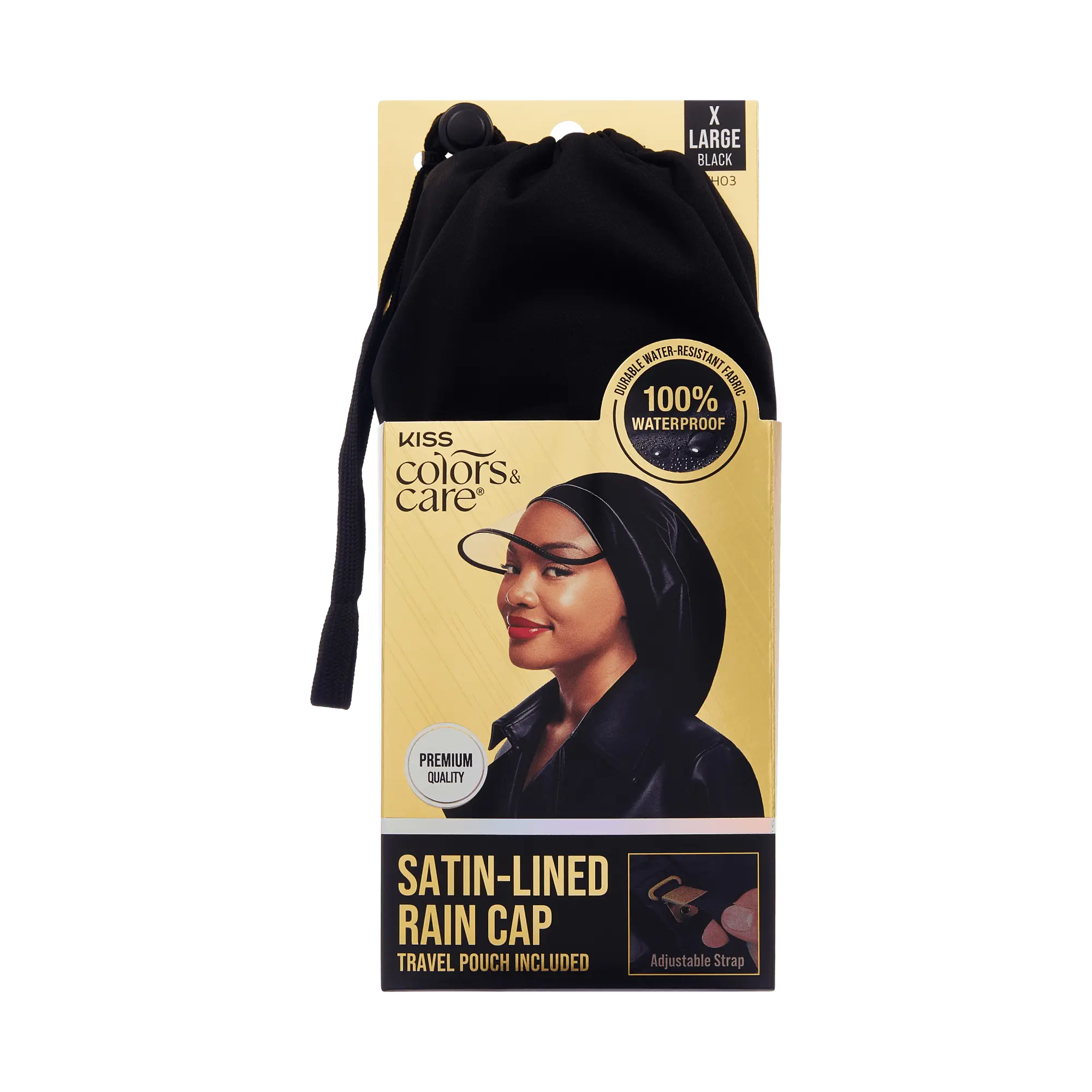 Kiss Colors & Care Satin-Lined Premium Rain Cap - Black