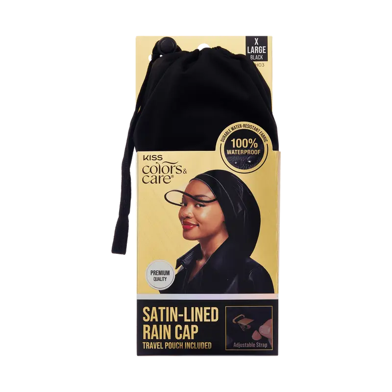 KISS Colors & Care Satin-Lined Premium Rain Cap - Black