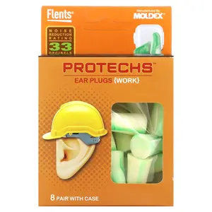 Flents Protechs, Work Ear Plugs, 8 Pair with Case