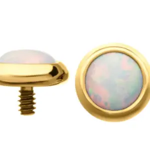 Invictus 14G 24K Gold PVD Opalite Titanium Threaded End