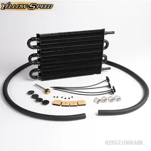 6-Row Universal Fit Transmission Oil Cooler Radiator Converter Kit, Aluminum Core for Oil Cooling & Temperature Drop, Includes Hardware