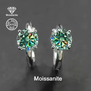 925 Silver 1CT Teal/Green Moissanite Earrings, Exquisite Fashionable Studs for Women, Ideal Gift for Birthday, Valentine's Day, Christmas & New Year, Versatile Jewelry for Daily Wear, Vacation, Banquets & Weddings