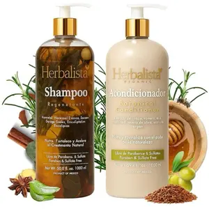 Herbalista Viral Herbal Hair Care 2 Pack Bundle Shampoo & Conditioner Set 1000ml Each With Real Botanicals Strengthens Nourishes & Smooths 100% Natural Handcrafted