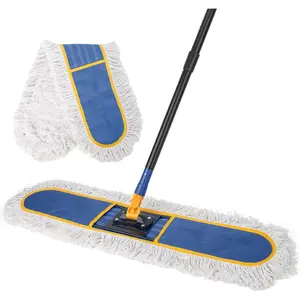 36" Dust Mops for,Industrial Dry Mop with Long Handle,Large Cotton Reusable Mop Head,for,Tile,Concrete,Laminate,Floors(Blue)