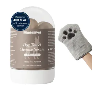 Muddi Pet Dog Concentrated Dry Shampoo & Conditioner – DIY Dry Shampoo Spray or Full Body Towel Cleanse - For Sensitive Skin, Stress & Itch Relief Leave-In Serum – 98.65% Naturally Derived, Gentle Cleanse, Hydrate, Soothe & Deodorize - 8 x 10ml