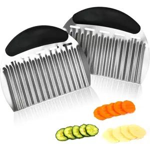2 count Large Crinkle Cutters, Heavy Duty Stainless Steel Crinkle  with  Non-Slip Handle, Professional Wavy  for Veggies, Potatoes, Carrots, Cucumbers