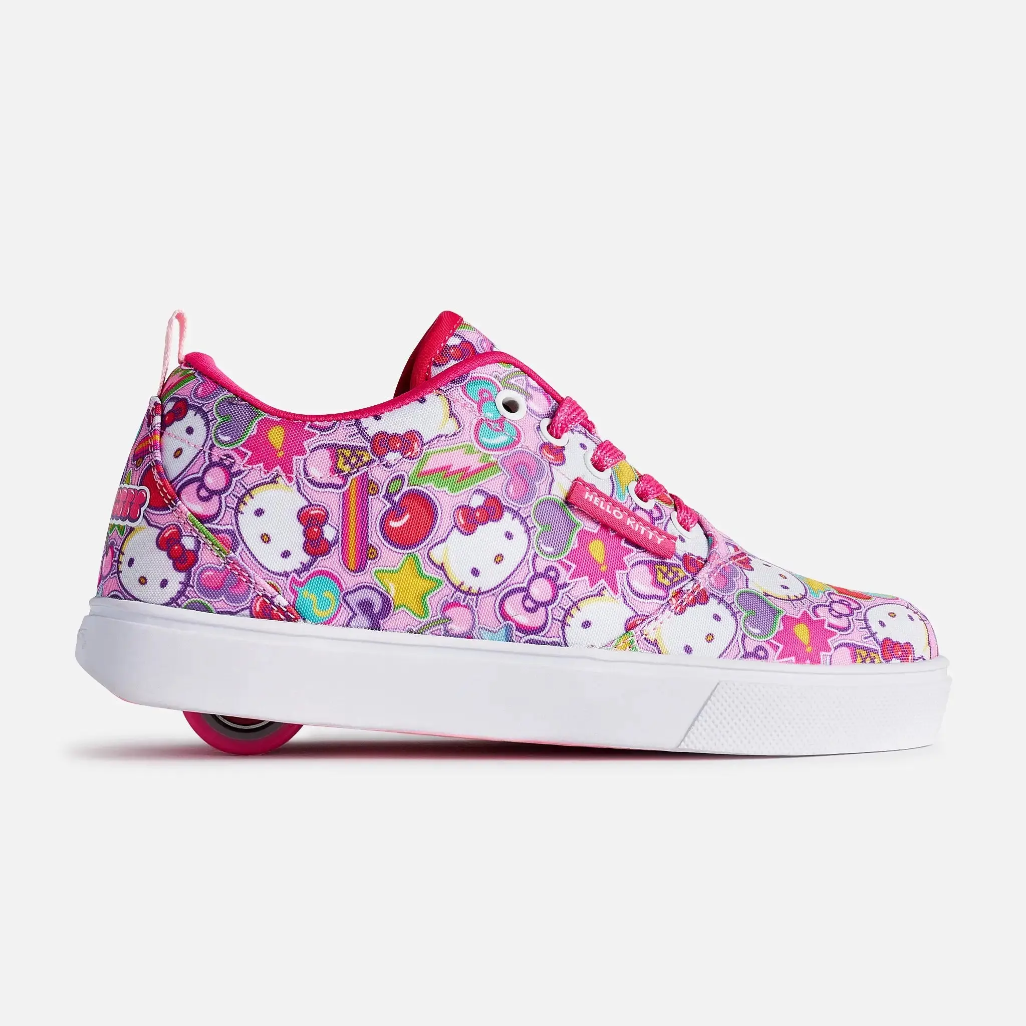 Girls' Pink Animal Print Skate Shoes, Sporty Chic Casual Trainers in Nylon Canvas with Wheels and a Padded Collar, Casual Trendy Trainers, Trainer Footwear