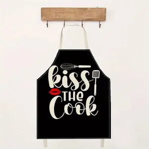 1pc Kiss The Cook Apron Funny Kitchen Gift For Chef Baking Cooking Cute Design For Home Cooking