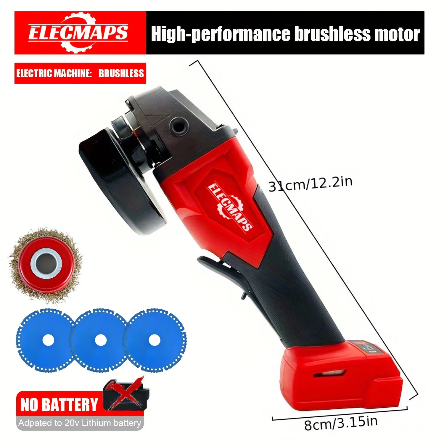 4-1/2 in Battery-Powered Angle Grinder, Power Tool & Grinding Machine, Compatible with Milwaukee M18 18V (Battery Not Included)