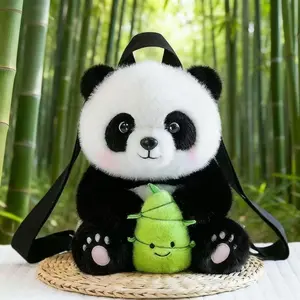 Cute bamboo panda plush toy bag, children's storage backpack, birthday gift, holiday gift, backpack, plush bag