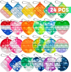 Pop Fidget Toys Bulk 24 Pack Mini Pop Keychain Party Favors Valentine's Day Gifts for Kids Classroom Prizes Goodie Bag Stuffers Sensory Fidget Toy Pack 2.3 x 2.3 x 2.3 inches