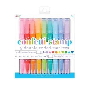 Confetti Stamp Double-Ended Markers - Set of 9