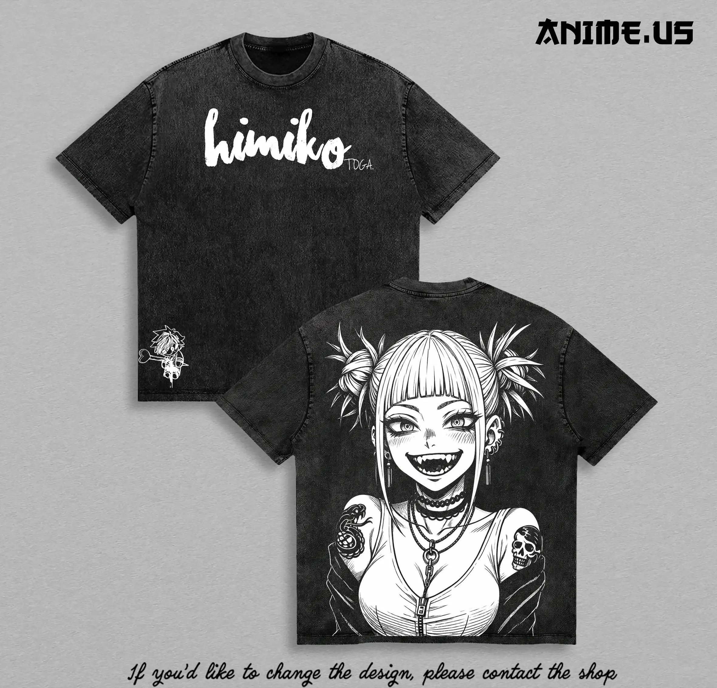 Himiko Toga Vintage Washed T-Shirt My Hero Academia Anime Graphic Tee Oversized Streetwear Shirt Manga Fan Gift Unisex Anime Clothing