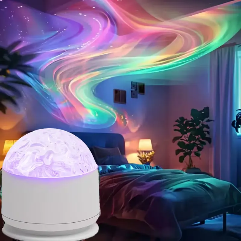 16-Color Star Projector Light | Music-Sync Rhythm, Ocean Wave & 3D Water Ripple Effects | Romantic Bedroom Night Light, Adjustable Light Color, Ambient Lighting Multifunctional