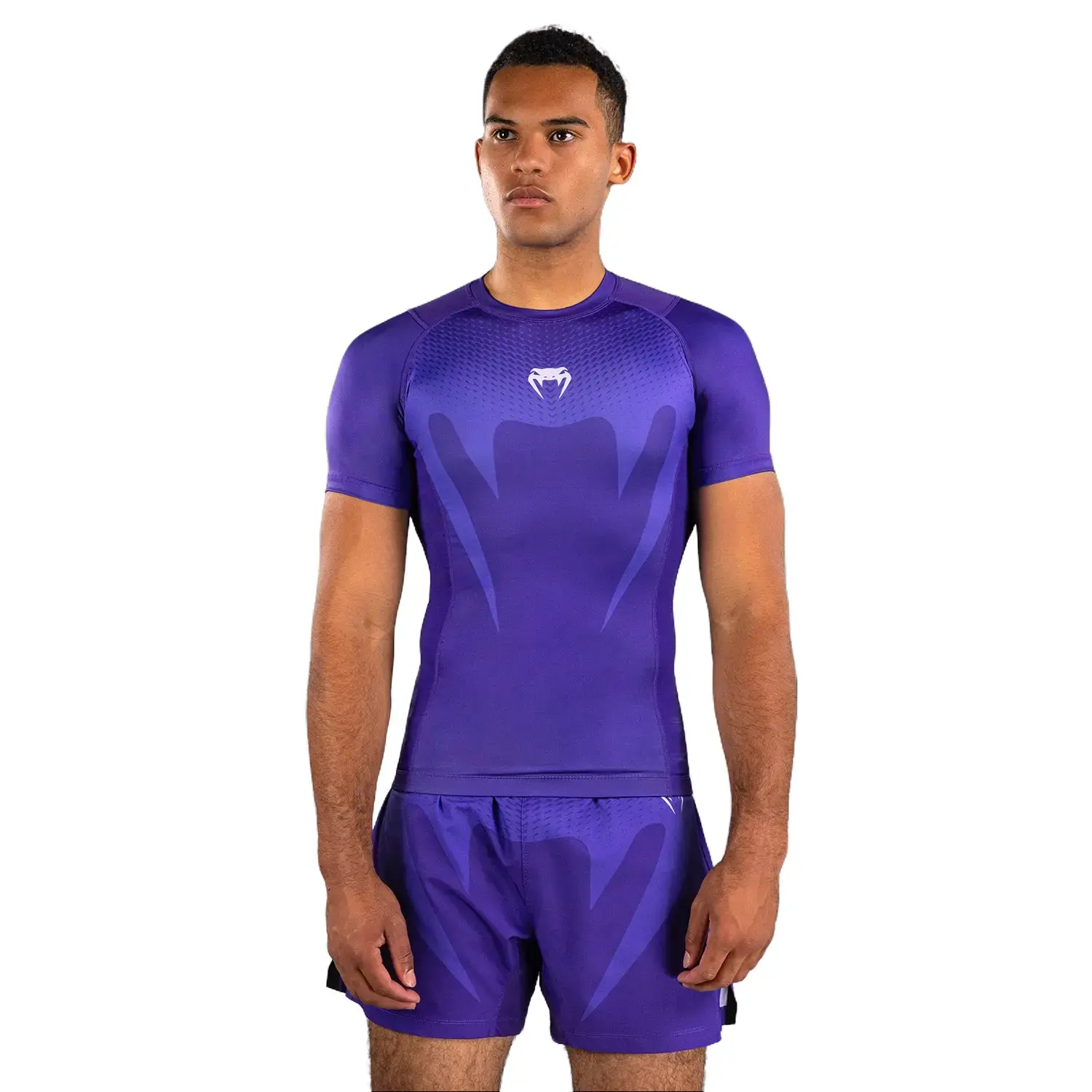 Venum No Gi Long-Sleeve Rash Guard Top - Men's Fitted Compression Activewear, IBJJF Approved for Jiu-Jitsu & MMA Training, Purple Workout Rashguard