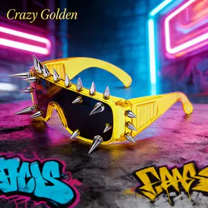 New Novelty Eyewear — Cyberpunk-Style "Demon" Glasses (Non-Prescription) | Unique & Trendy Party Accessories | Street Style Sunglasses for Travel & Fashion Outfits