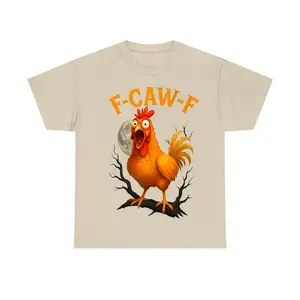 Funny Chicken F-CAW-F Rooster Moon Howling Parody TShirt, Farm Animal Graphic Tee, Trendy Casual Streetwear Top