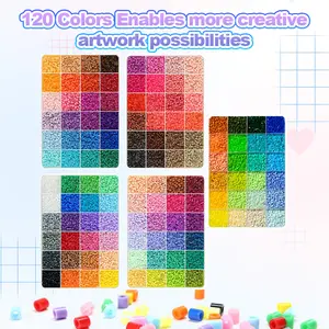120-Color Fuse Beads Set – Pixel Puzzle Beads DIY Craft Kit with Pegboards, Ironing Paper, Tweezers & Accessories | All-in-One Beading Set for Jewelry Making, Pixel Art, Keychains,  Creative DIY Projects | Party & Holiday Gift,Mother's Day Diy Gifts