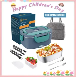 Nifogo Electric Insulated Lunch Box 100W Portable 1.8L + 1.8L Stainless Steel for Adults Office Trucks Cars with Cutlery and Insulated Bag Extra Large Capacity Tableware