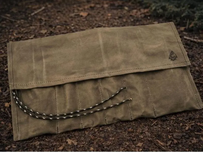 Waxed Canvas Bushcraft Tool Roll: Camping Utensil & Carving Tool Kit