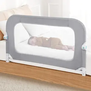 Reinforced Bed Rail for Toddlers – 47’’ Long Safety Guard with Thickened Material, Adjustable & Folding Bed Rails for Twin, Full, Queen, King Beds