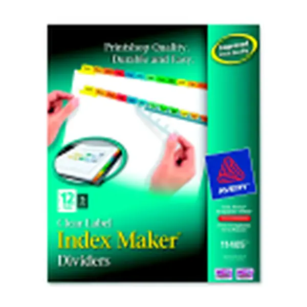 Avery Index Maker Punched and Reinforced Paper Dividers with Assorted Easy-to-Apply Label Strips, Reinforced Binding Edge for Larger Projects, Pack of 5, Assorted Color Tabs, Label Sheet Included