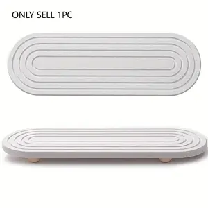 Water-absorbing stone tray for kitchen/bathroom countertops, quick-drying sink rack, Water Absorbent Mat (with wooden feet and natural silk gourd fiber, gray)