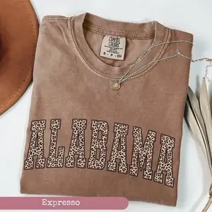 Comfort Colors Leopard Alabama Shirt, Vintage Alabama Graphic Tee, Retro Alabama State Travel T-Shirt, Alabama Sports Fan Gift, College Style University Student Shirt, Southern Aesthetic Casual Tee for Women & Men