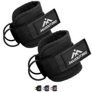 MaxOut360 Ankle Strap for Cable Machine, Cable Kick Back Ankle Straps for Lower Body, Ankle Cuff Cable Attachment for Booty Workouts at Home and Gym