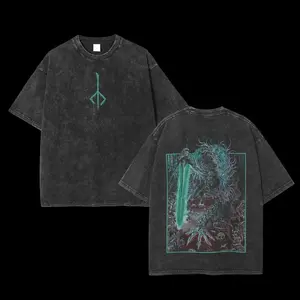 Horde Acid Washed Cotton T-shirt, Vintage Graphic T-shirt Washed For Fans Game World of Warcraft, T-shirt Gift For Video Game Fans, Design Top Cotton Streetwear T-shirt Clothes Menswear Womenswear, T-shirt Unisex Hot