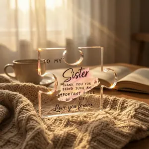 Sisters Acrylic Jigsaw Plaque 3.35×3.94in Custom Friendship Keepsake Assemblable Puzzle Photography Prop Sentimental Gift for Sisters Best Friends Birthdays Weddings Thanksgiving Christmas