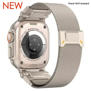 Explorer Milanese Loop Smartwatch Strap, Durable Stainless Steel Magnetic Mesh Wristband with Magnetic Clip, Compatible with 49mm/46mm/45mm/44mm Smartwatches, Wearable Smartwatch Accessories (Gift Option), Smartwatch Straps