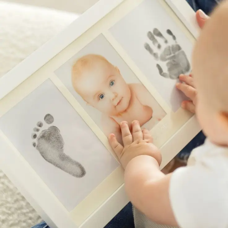 Baby Hand and Footprint Keepsake Frame - Capture & Display First Memories - Photo & Print Frame for Baby's Unique Moments