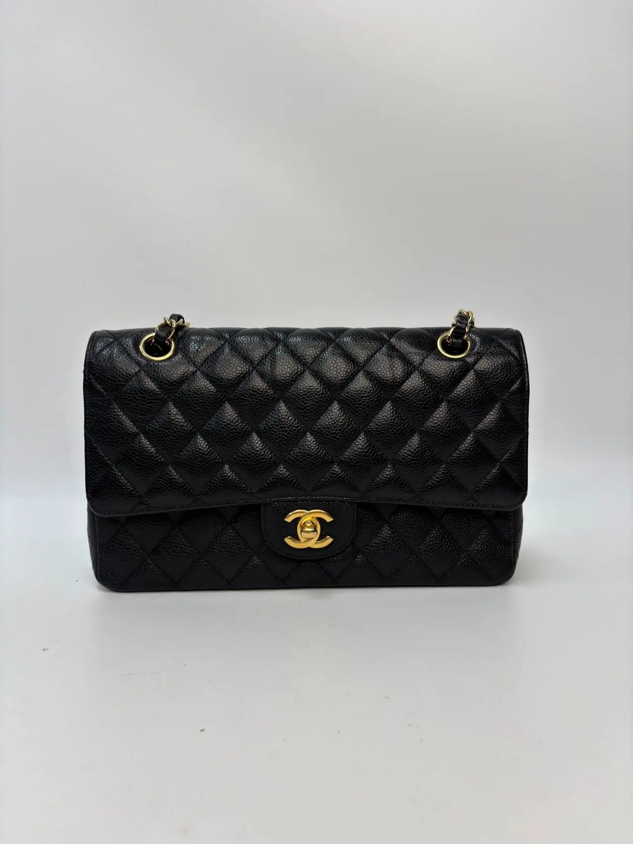 Pre-owned CHANEL leather Shoulder Bags Classic Flap Medium Caviar Gold tone Hardware XP02247（BF 123）