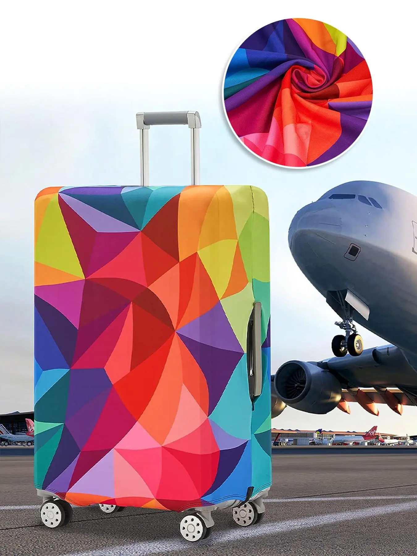 Colorful All Over Pattern Travel Luggage Cover, Stretch Fabric Suitcase ...