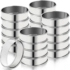16 Pieces Crumpet Rings English Muffin Rings Double Rolled Tart Rings Stainless Steel Muffin Rings Round Muffin Tart Ring Molds for Home Baking(3 Inch)