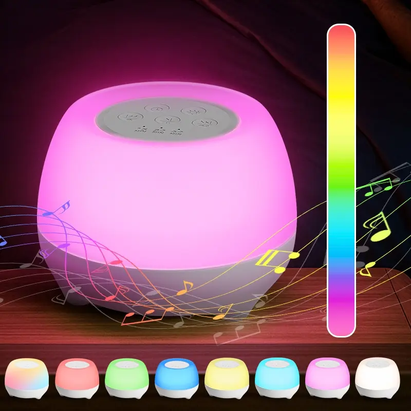 LED White Noise Night Light, Ambient Night Lamp, Atmosphere Night Light, RGB Sleep Sound & Light Night Light, White Noise Generator with Nature Sounds, Color Changing, Sleep Timer, and USB Port, for home users and light sleepers